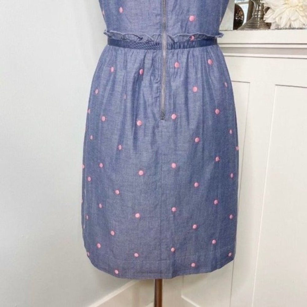 Ann Taylor Loft Chambray Embroidered Polka Dot Dress 4 Small NWT - Picture 7 of 10